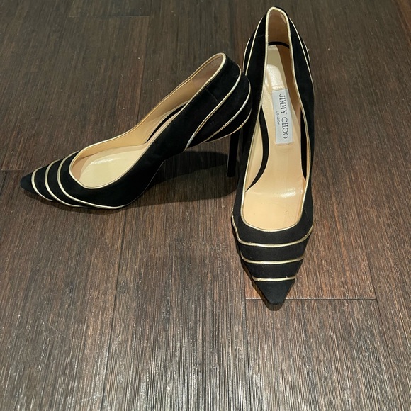 Jimmy Choo Black Velvet/Gold pumps main image 0